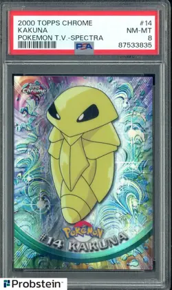 2000 Topps Chrome Pokemon TV Spectra #14 Kakuna PSA 8 NM-MT - Image 1