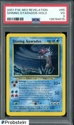 2001 Pokemon Neo Revelation #65 Shining Gyarados Holo PSA 3 VG - Image 1