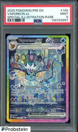 2025 Pokemon Pre EN Special Illustration Rare #149 Vaporeon ex PSA 9 MINT - Image 1