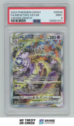 2023 Pokemon SWSH Crown Zenith Full Art Mewtwo VSTAR PSA 9 #GG44/GG70 - Image 1