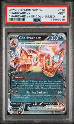 2025 POKEMON SV BLACK STAR PROMO CHARIZARD EX SP COLL #196 CHARIZARD PSA 9 - Image 1