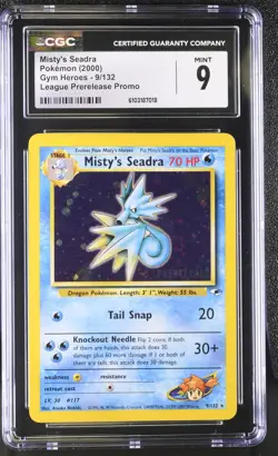 2000 WOTC POKEMON GYM HEROES PRERELEASE PROMO HOLO MISTY'S SEADRA 9/132 CGC 9 B - Image 1