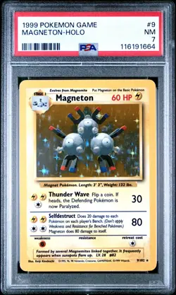 1999 POKEMON BASE SET UNLIMITED #9 MAGNETON-HOLO PSA 7 - Image 1