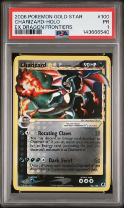 2006 POKEMON EX DRAGON FRONTIERS GOLD STAR #100 CHARIZARD-HOLO PSA 1 - Image 1