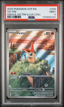 2025 POKEMON SV BLACK STAR PROMO UNOVA VICTINI ILLUS COLL #208 VICTINI PSA 9 - Image 1