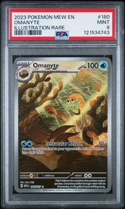 2023 Pokemon 151 Omanyte FULL ART ILLUSTRATION RARE 180/165 PSA 9 MINT - Image 1
