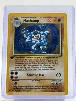 MACHAMP 1999 POKEMON ORIGINAL BASE SET 1ST EDITION HOLO RARE A 8/102 Q5677 - Image 1