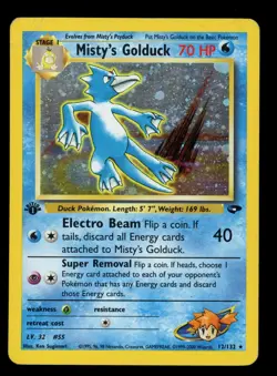 2000 POKEMON GYM CHALLENGE 1ST EDITION MISTY'S GOLDUCK 12/132 HOLO RARE CREASED - Image 1