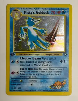 2000 POKEMON GYM CHALLENGE 1ST EDITION MISTY'S GOLDUCK 12/132 HOLO RARE CREASED - Image 3