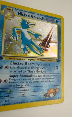 2000 POKEMON GYM CHALLENGE 1ST EDITION MISTY'S GOLDUCK 12/132 HOLO RARE CREASED - Image 5