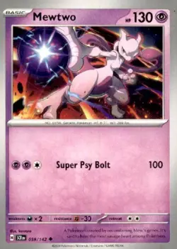 Mewtwo 59/142 - Stellar Crown Uncommon Pokemon TCG - NM small dot on border - Image 1