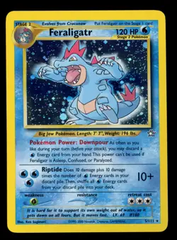 2000 WOTC POKEMON NEO GENESIS UNLIMITED FERALIGATR 5/111 HOLO RARE CREASED LP+ - Image 1