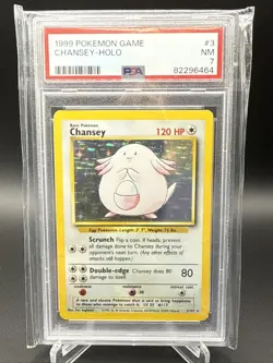 1999 Pokemon Base Set Unlimited Chansey Holo 3/102 PSA 7 - Image 1