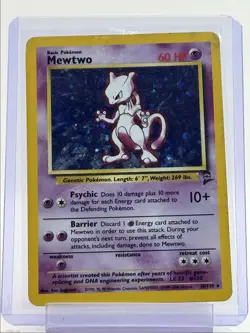 MEWTWO 2000 POKEMON ORIGINAL BASE SET 2 HOLO RARE 10/130 Q5677 - Image 1