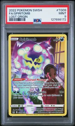 2022 POKEMON SWORD & SHIELD LOST ORIGIN #TG09 FULL ART/SPIRITOMB PSA 9 - Image 1