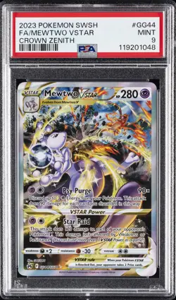 2023 POKEMON SWORD & SHIELD CROWN ZENITH #GG44 FULL ART/MEWTWO VSTAR PSA 9 - Image 1