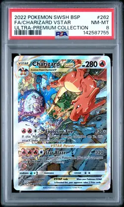 2022 POKEMON SWSH BLACK STAR PROMO #262 FULL ART/CHARIZARD VSTAR PSA 8 - Image 1