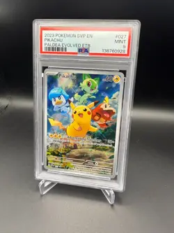 PSA 9 Pikachu 027 Scarlet & Violet Paldea Evolved ETB Promo Card Holo - Image 1