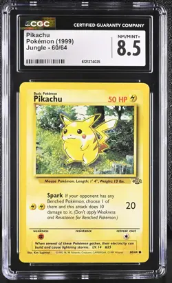 CGC 8.5 Pikachu 1999 Jungle 60/64 Pokemon Card - Image 1