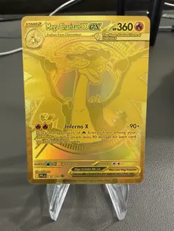 Mega Charizard X ex 130/094 Phantasmal Flames Gold Hyper Rare Pokemon Card - Image 1