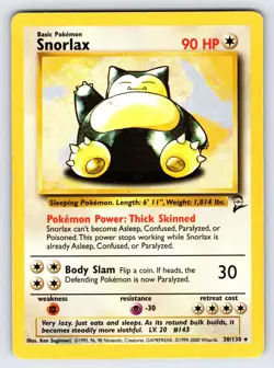 Snorlax 30/130 2000 Base Set 2 Pokemon Card TCG Vintage WOTC Non Holo Rare Lp/Mp - Image 1