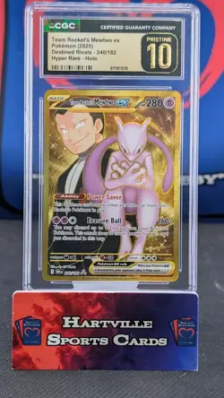CGC Pristine 10 Team Rocket's Mewtwo ex 240/182 Destined Rivals Pokemon Card - Image 1