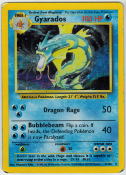 Gyarados 6/102 - Original Base Set 1 Pokemon Card Holo Rare HP - Image 1