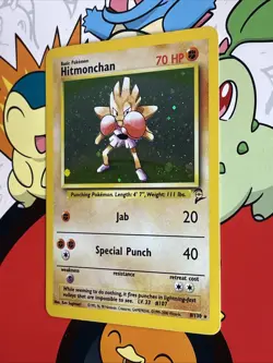 Pokemon TCG Hitmonchan Base Set 2 Holo Unlimited Rare Card 8/130 Swirl! LP - Image 3