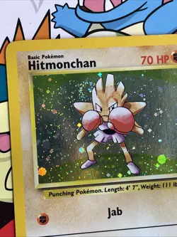 Pokemon TCG Hitmonchan Base Set 2 Holo Unlimited Rare Card 8/130 Swirl! LP - Image 4