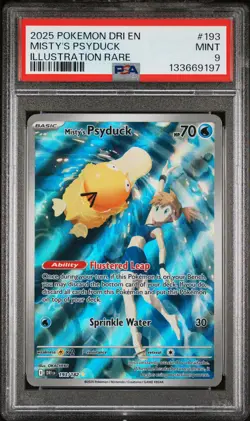 2025 POKEMON DESTINED RIVALS ILLUSTRATION RARE #193 MISTY'S PSYDUCK PSA 9 - Image 1