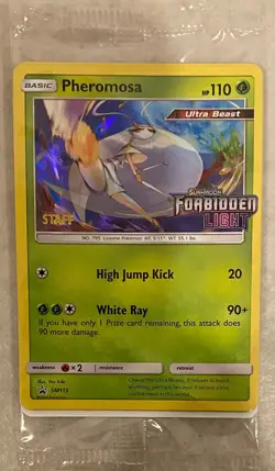 2018 POKEMON S&M FORBIDDEN LIGHT PRERELEASE STAFF STAMPED PROMO PACK SEALED - Image 1