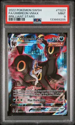 2022 POKEMON SWORD & SHIELD BRILLIANT STARS #TG23 FA/UMBREON VMAX PSA 9 - Image 1