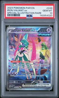 2023 POKEMON PAR EN-PARADOX RIFT #249 IRON VALIANT EX PSA 10 - Image 1