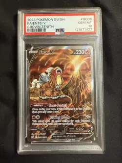 2023 POKEMON SWORD & SHIELD CROWN ZENITH #GG36 FULL ART/ENTEI V PSA 10 - Image 1