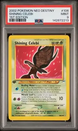 2002 Pokemon Neo Destiny Shining Celebi 106/105 1st Edition PSA 9 Mint - Image 1
