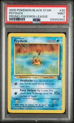 2000 WOTC POKEMON LEAGUE PSYDUCK #20 NON-HOLO BLACK STAR PROMO PSA 9 MINT C - Image 1