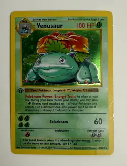 1999 WOTC POKEMON GAME BASE SET 1ST EDITION SHADOWLESS VENUSAUR 15/102 HOLO RARE - Image 3