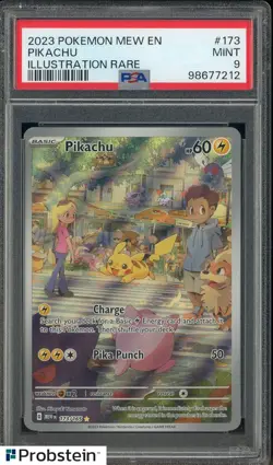 2023 Pokemon Mew EN Illustration Rare #173 Pikachu PSA 9 MINT - Image 1