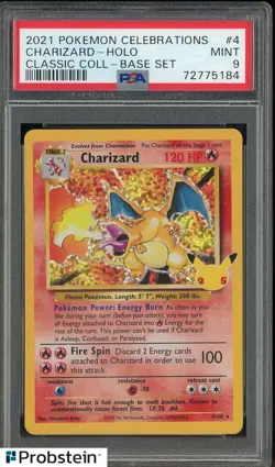 2021 Pokemon Celebrations Base Set #4 Charizard Holo PSA 9 MINT - Image 1