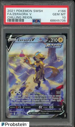 2021 Pokemon SWSH Chilling Reign #166 FA/ Zeraora V PSA 10 GEM MINT - Image 1
