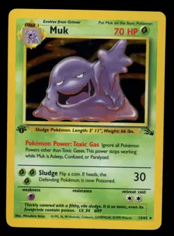 1999 WOTC POKEMON FOSSIL 1ST EDITION MUK 13/62 HOLO RARE LP - Image 1