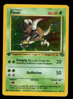 1999 WOTC POKEMON JUNGLE 1ST EDITION PINSIR 9/64 HOLO RARE FOIL LP - Image 1