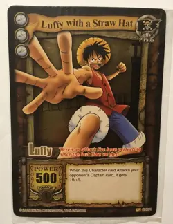2005 One Piece CCG The Quest Begins Luffy With A Straw Hat GOLD Rare JUMBO Card - Image 1