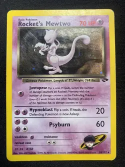 Rocket’s Mewtwo 14/132 Pokemon Gym Challenge Vintage Holo Card WOTC - Image 1