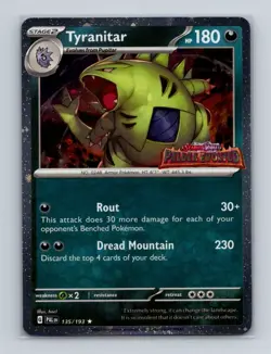 Tyranitar 135 Pokemon S&V Paldea Evolved Stamped Cosmos Holo Promo Card NM+ (i) - Image 1