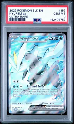 2025 POKEMON BLK EN-BLACK BOLT ULTRA RARE #157 KYUREM EX PSA 10 GEM MINT - Image 1