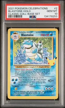 PSA 10 Blastoise 2/102 Pokemon Celebrations Classic Collection Holo 2021 TCG - Image 1
