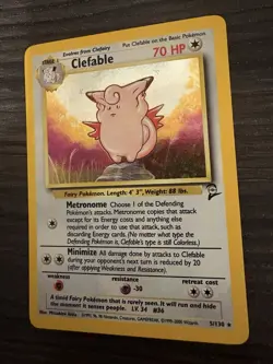 Pokemon TCG Clefable Holo Unlimited Rare Card 5/130 Base Set - Image 3