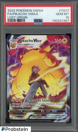 2022 Pokemon SWSH Lost Origin #TG17 FA Pikachu VMAX PSA 10 GEM MINT - Image 1