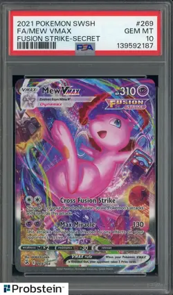 2021 Pokemon SWSH Fusion Strike Secret #269 FA Mew VMAX PSA 10 GEM MINT - Image 1